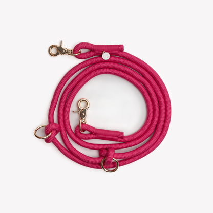 La Laisse Rose en corde tressée - mains libres